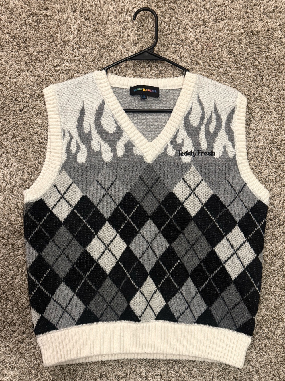 Teddy Fresh Gray & Cream Argyle Pattern Sweater Vest